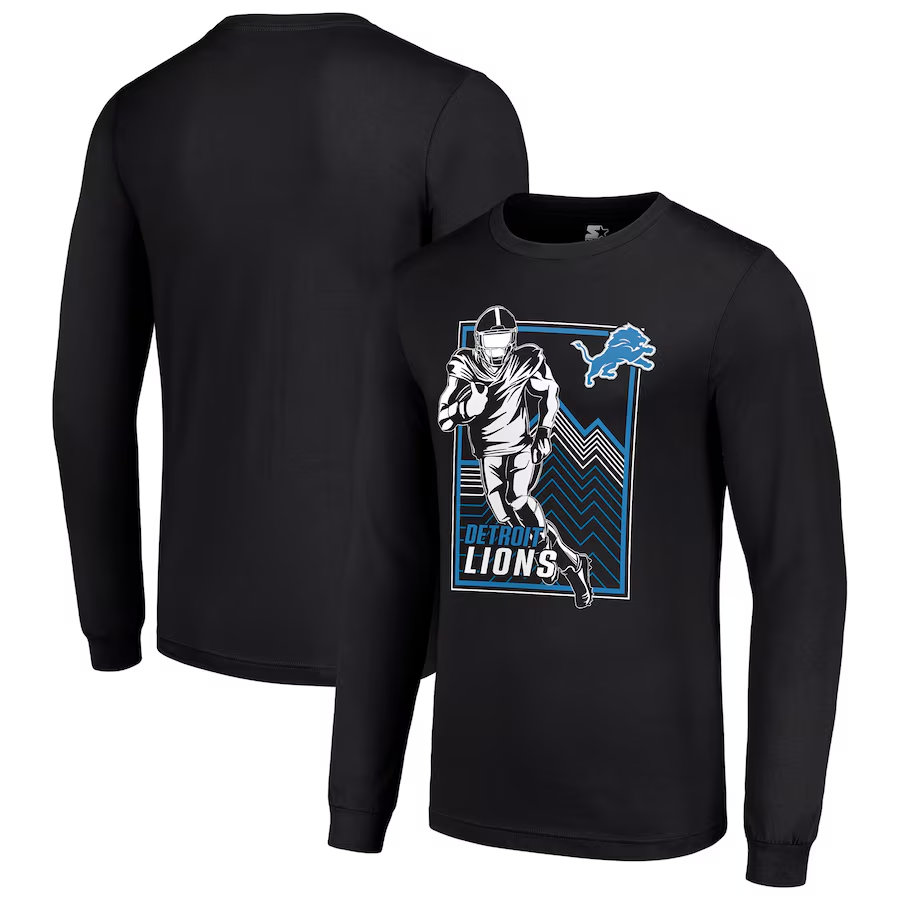 Men Detroit Lions black 2024 NFL Long sleeve T Shirts->nfl t-shirts->Sports Accessory